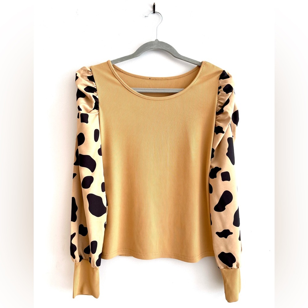 Leopard Print Sleeve Women's Top